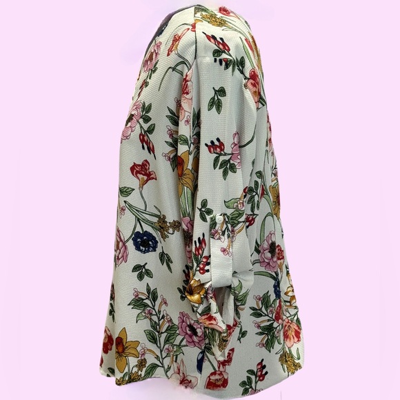 New Direction Floral Print 3/4 Sleeve Top Size L - Picture 2 of 6